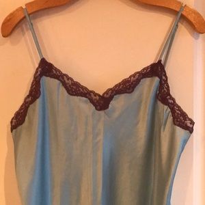 Light blue and purple lace trim chemise.